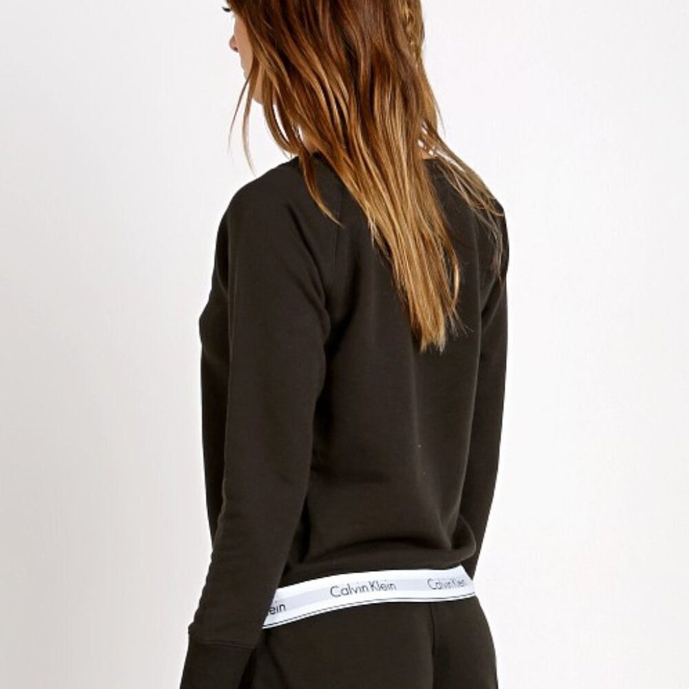 EUC Calvin Klein Modern Cotton Crew Neck Sweatshirt in Black Sz M - Picture 4 of 5
